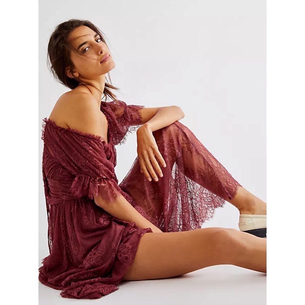 FREE PEOPLE DEAR JANE LACE MIDI DRESS - Picture 11 of 11